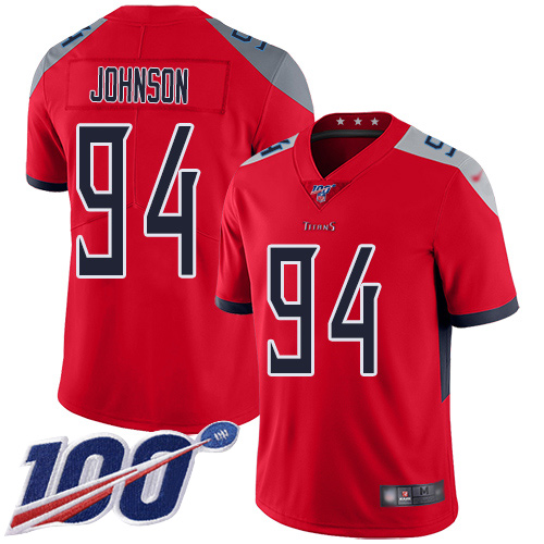 Tennessee Titans Limited Red Men Austin Johnson Jersey NFL Football 94 100th Season Inverted Legend